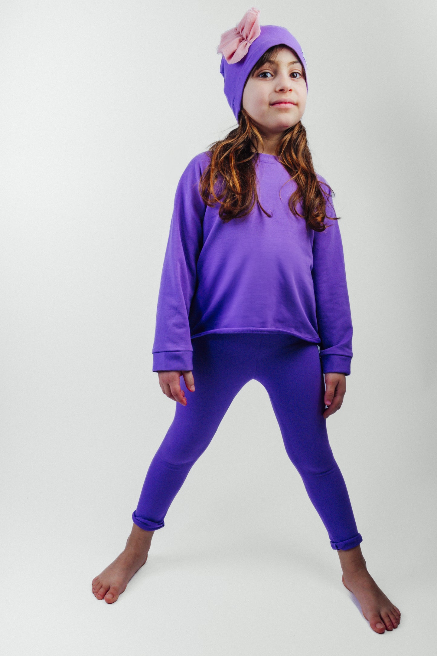 Felpa LILLA in cotone con rouches in tulle.