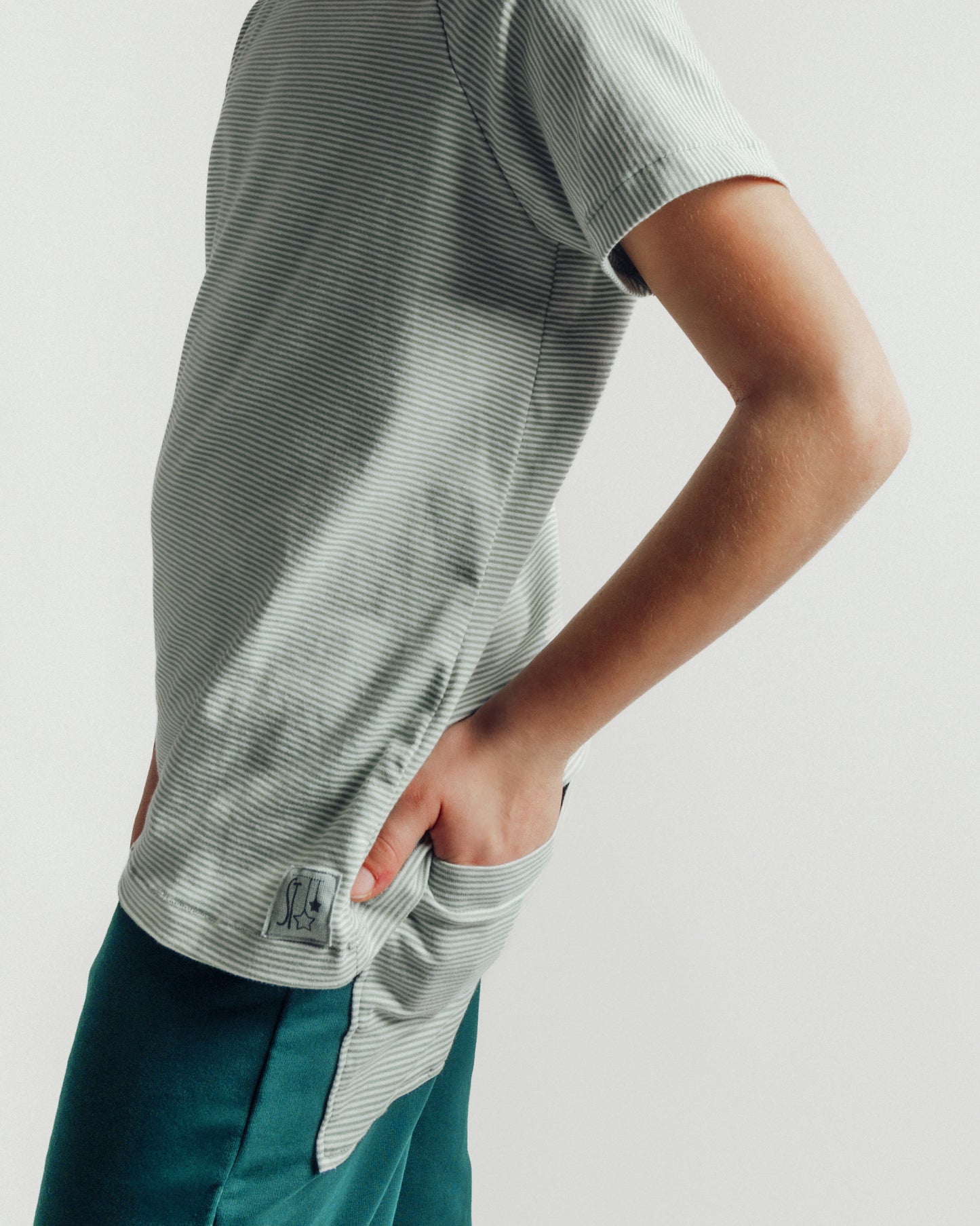 T-shirt cotone maniche corte a righe verdi