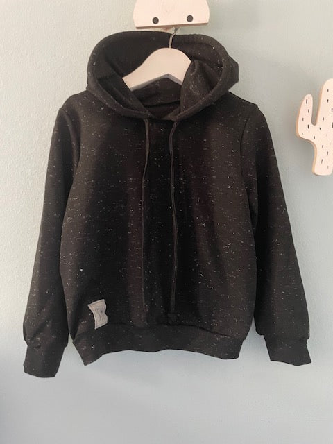 Felpa con cappuccio nera glitter
