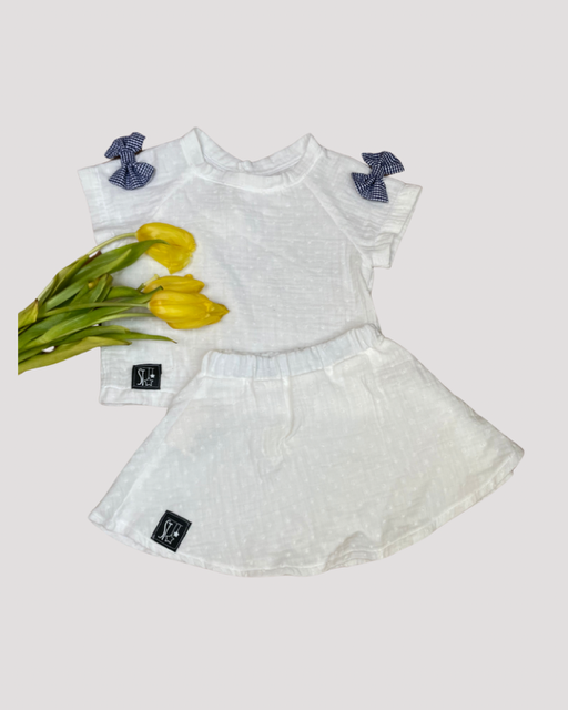 T-shirt mussola di cotone con fiocchetti